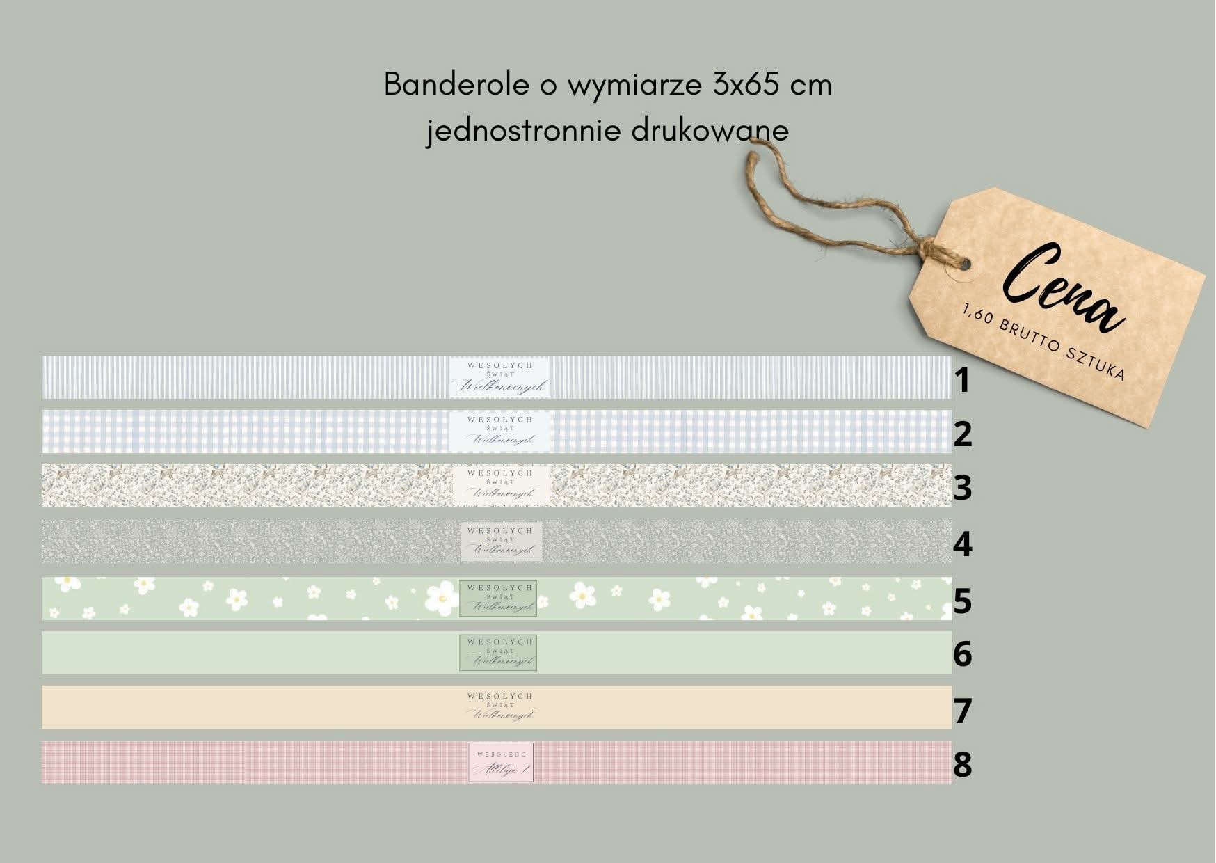 Opaski poziome i banderole poziome Wielkanocne o wymiarze 3x65cm